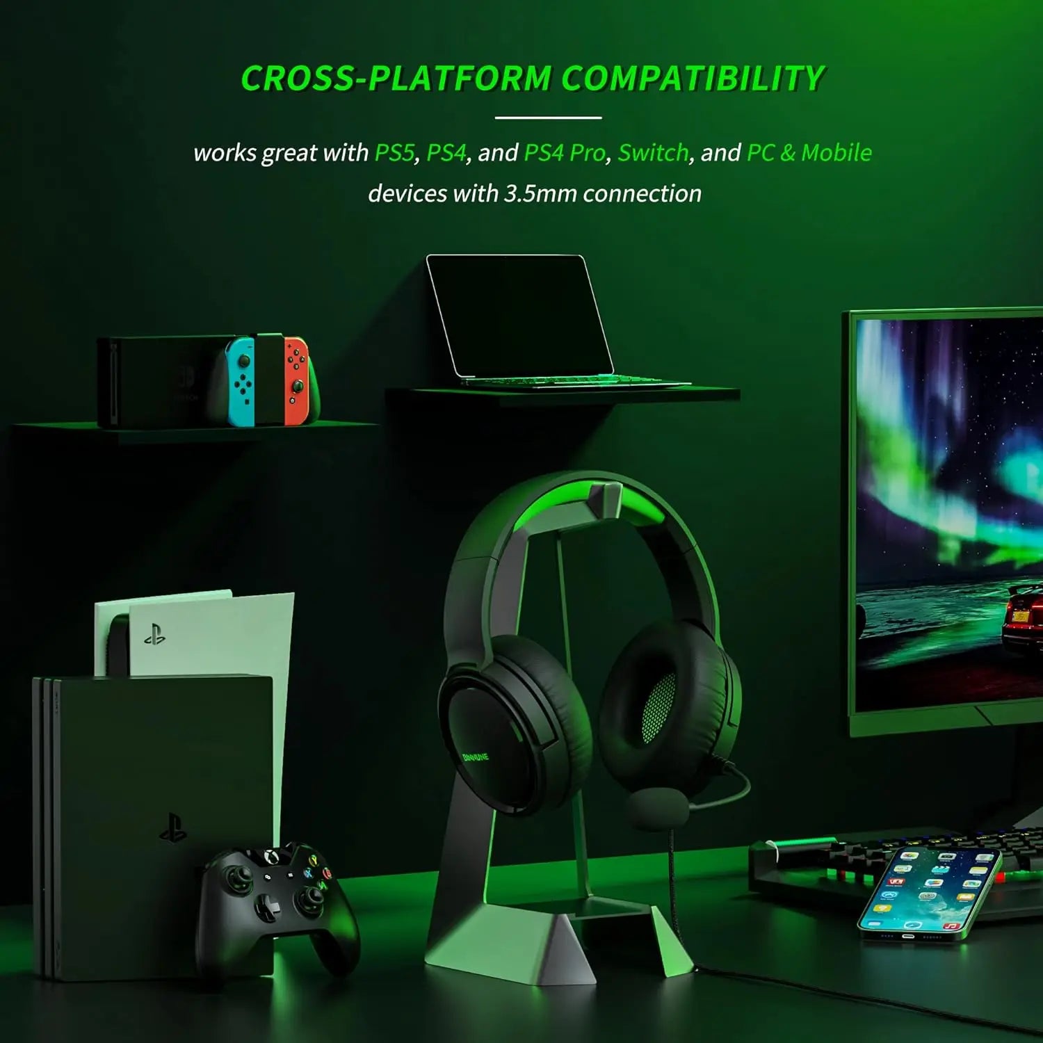 Gaming Headset with Mic - Xbox, PS5, PC, Switch Compatible