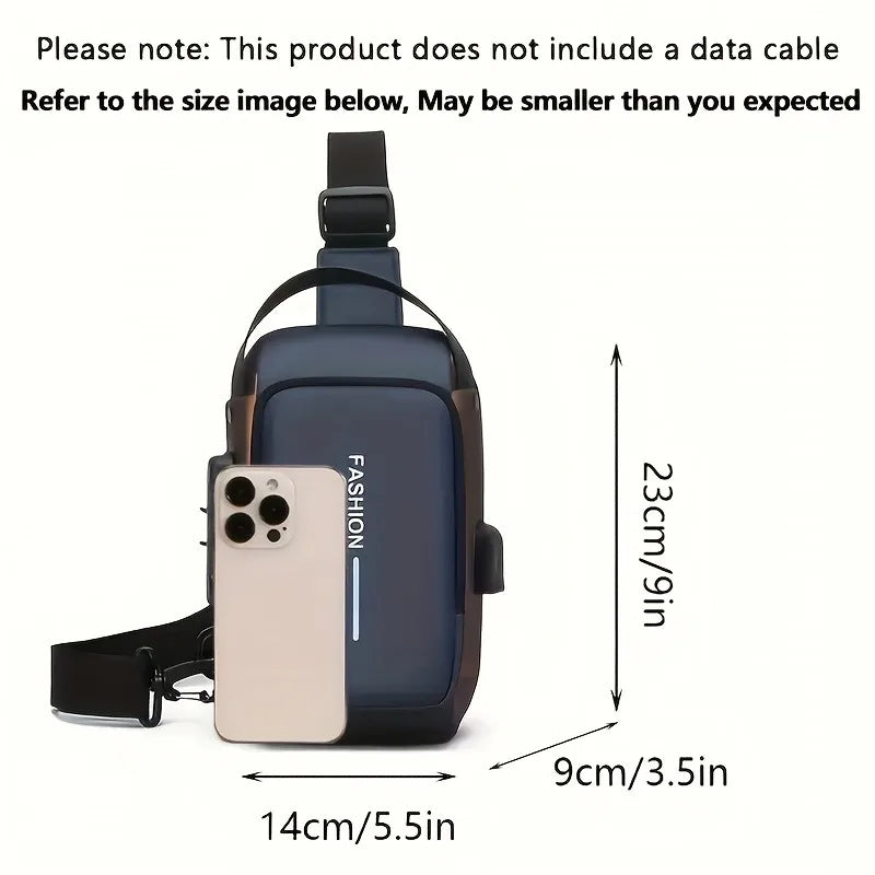 Men's Oxford Sling Bag - Durable Motorcycle Crossbody with Pocket