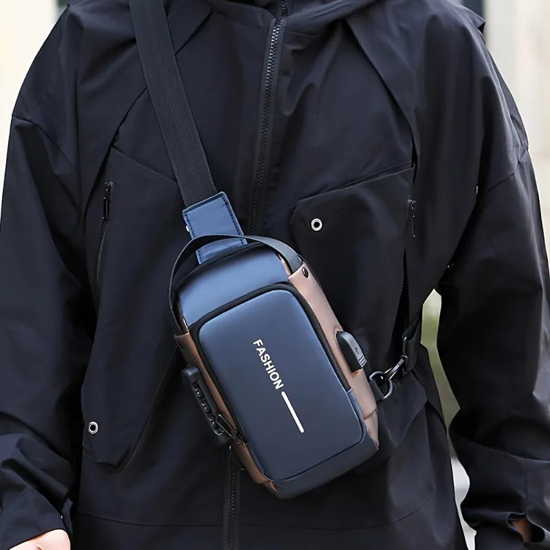 Men's Oxford Sling Bag - Durable Motorcycle Crossbody with Pocket